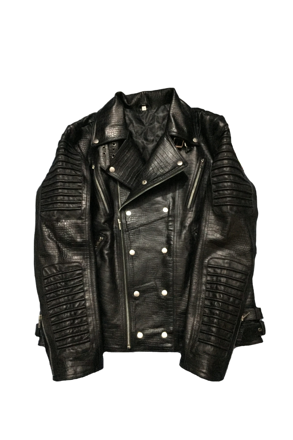 Men Leather Jackets Men's Cafe Racer Crocodile Style Black Leather Jacket