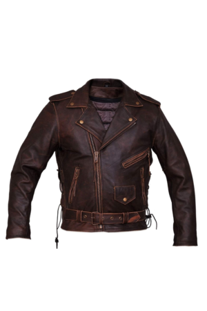 Men Leather Jackets Men's Diamond Classic Dark Brown Cafe Racer Motorcycle Leather Jacket