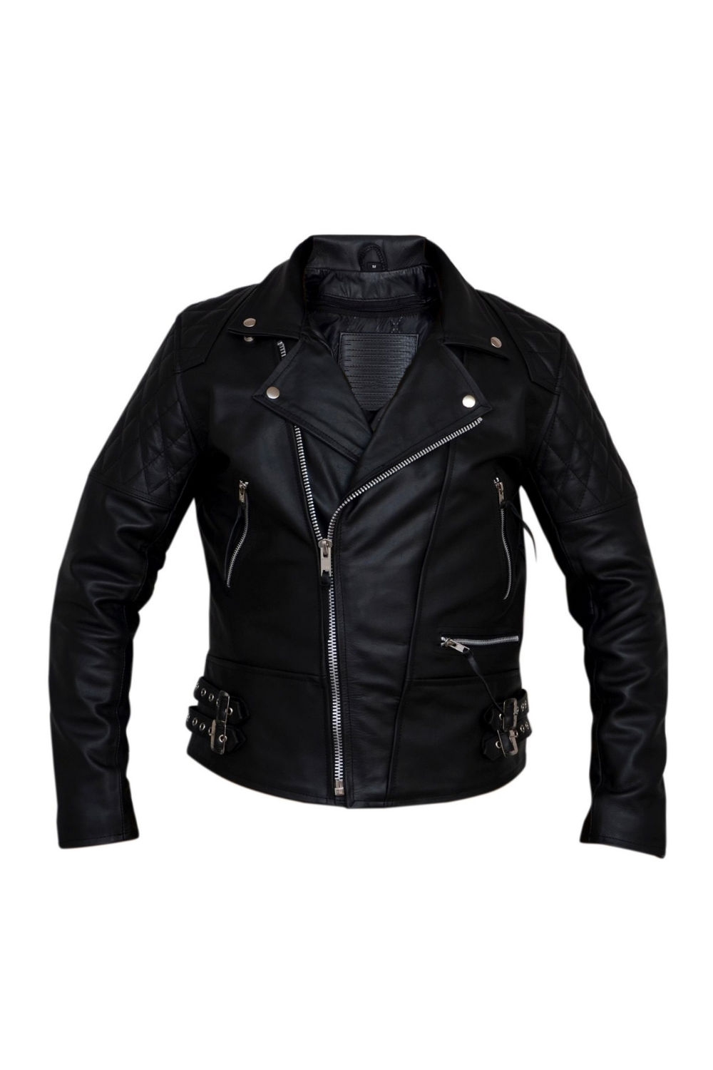 Men Leather Jackets Men's Diamond Classic Black Vintage Cafe Racer Motorcycle Real Leather Jacket