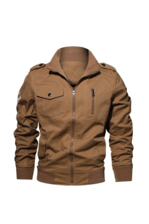 Men's Brown Cotton Bomber Jacket