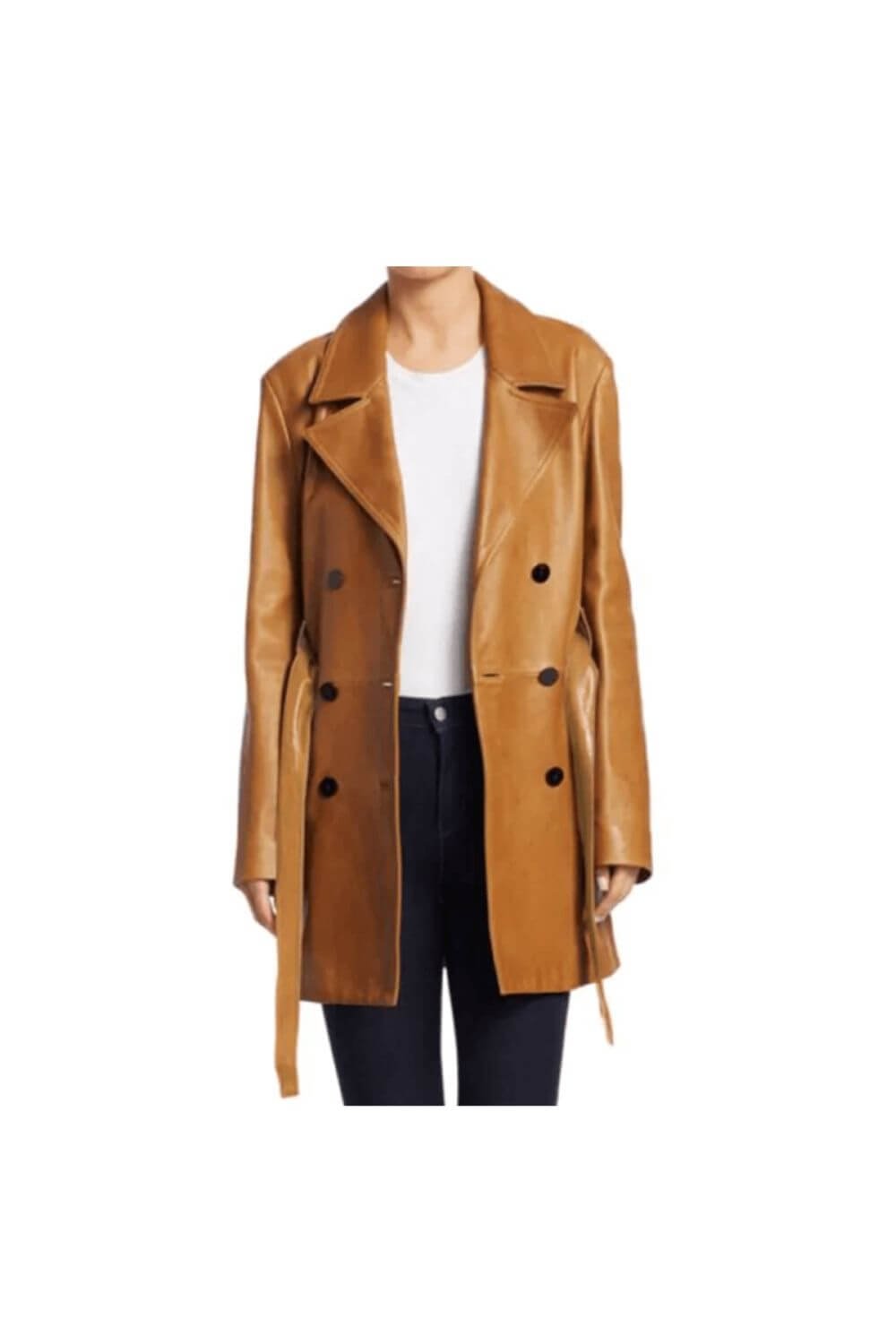 Women's Coats Brown Leather Peacoat For Women