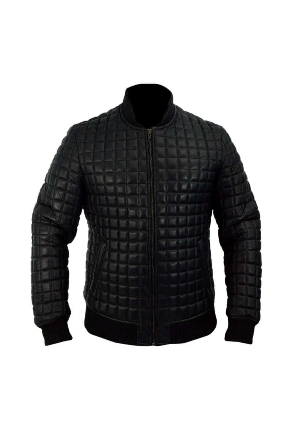 Men Leather Jackets Bob Black Puffer Biker Leather Jacket
