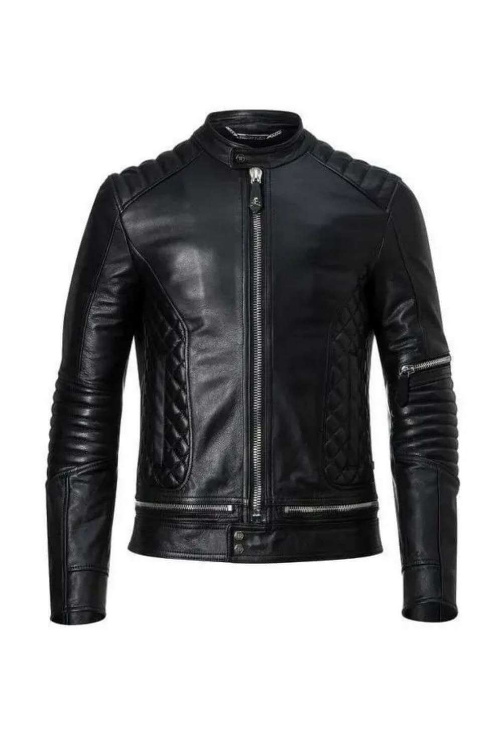 Men Leather Jackets Falcon Black Quilted Biker Leather Jacket