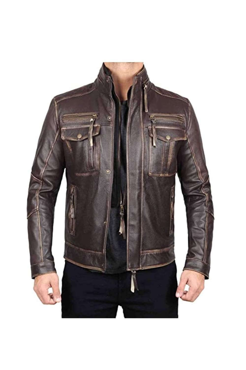 Men Leather Jackets George Brown Biker Leather Jacket