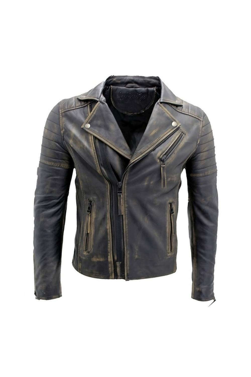 Men Leather Jackets Jack Distressed Black Biker Leather Jacket