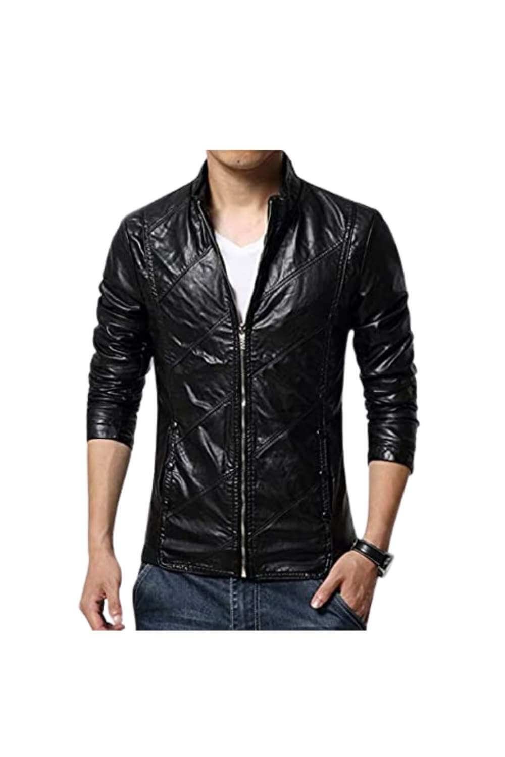 Men Leather Jackets Oscar Black Slimfit Biker Leather Jacket