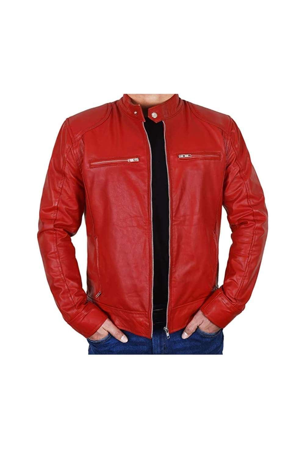 Men Leather Jackets James Red Biker Leather Jacket