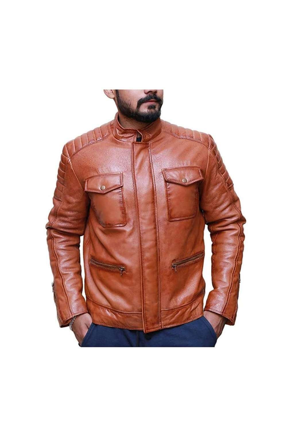 Men Leather Jackets Leo Brown Biker Leather jacket