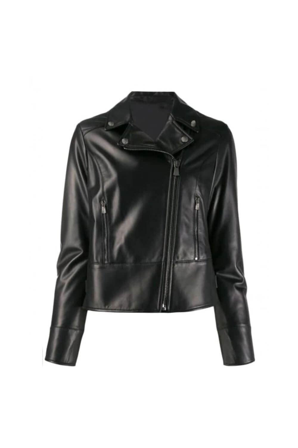 Hannah Black Leather Biker Jacket