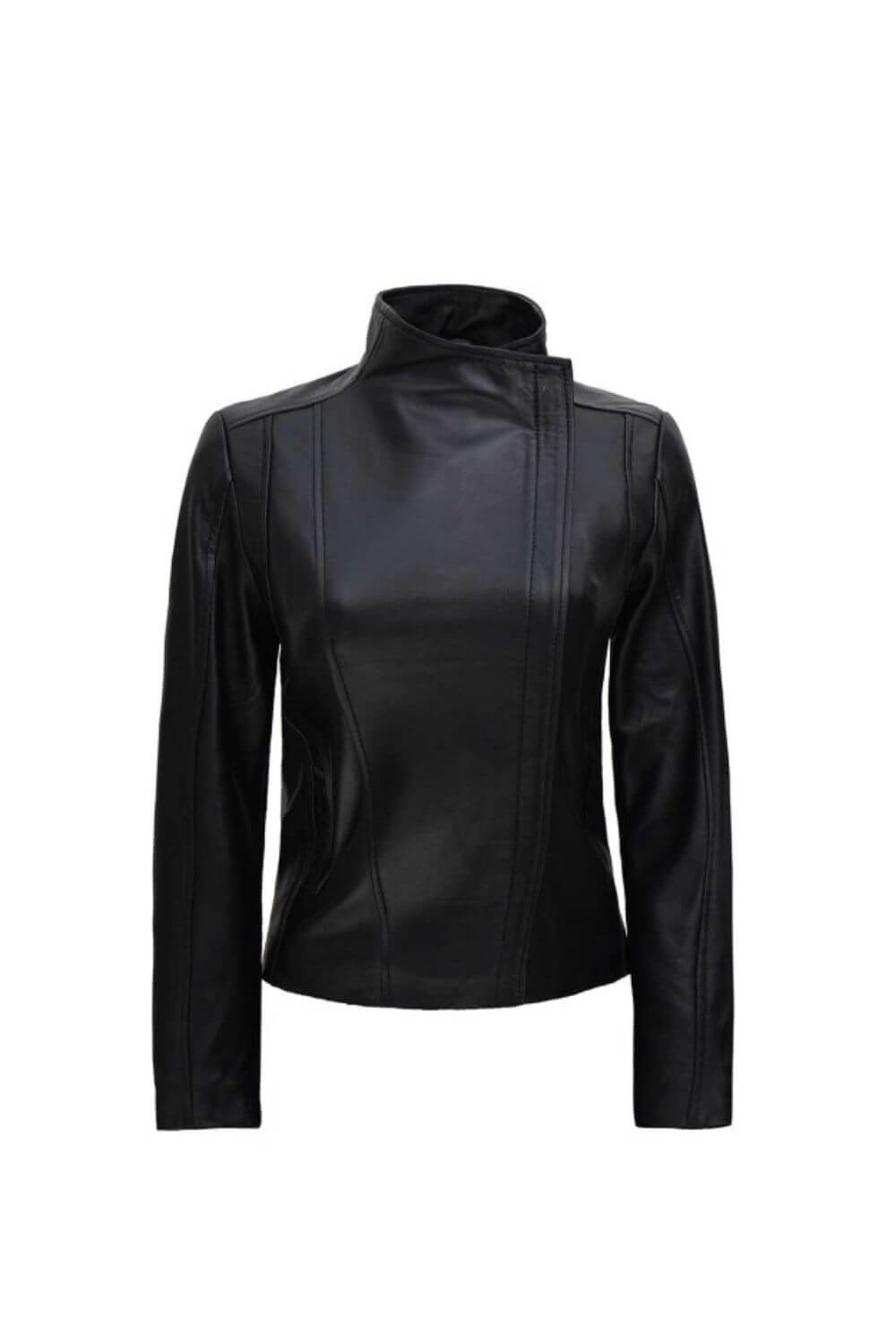 Kla Black Leather Biker Jacket