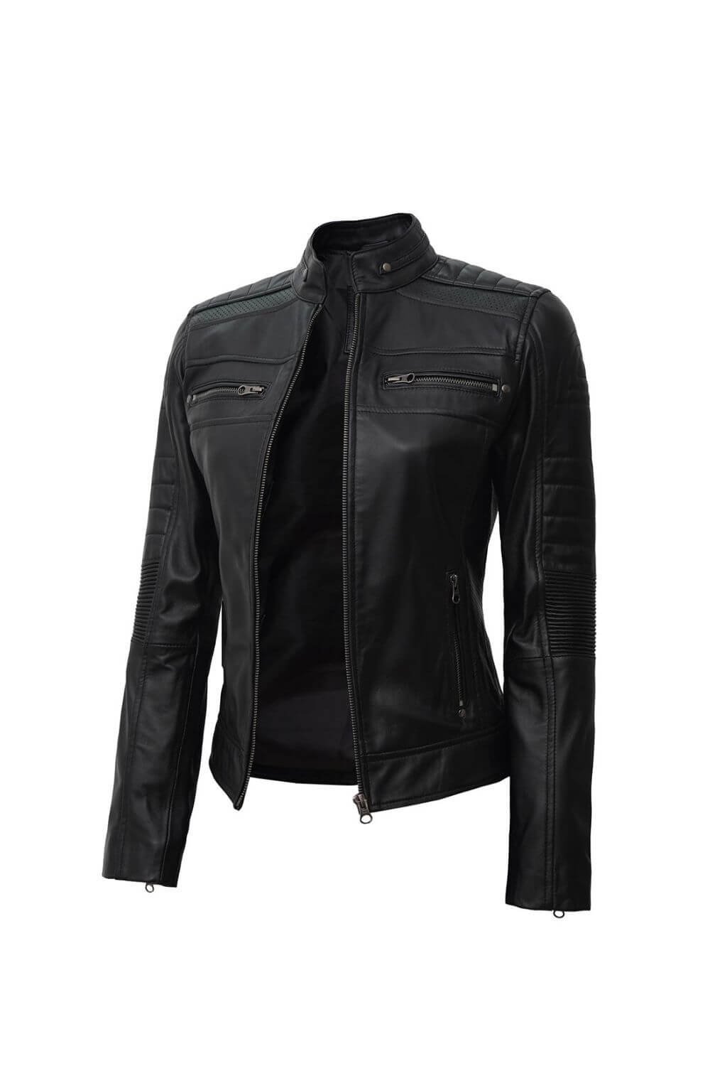 Madame Black Leather Biker Jacket