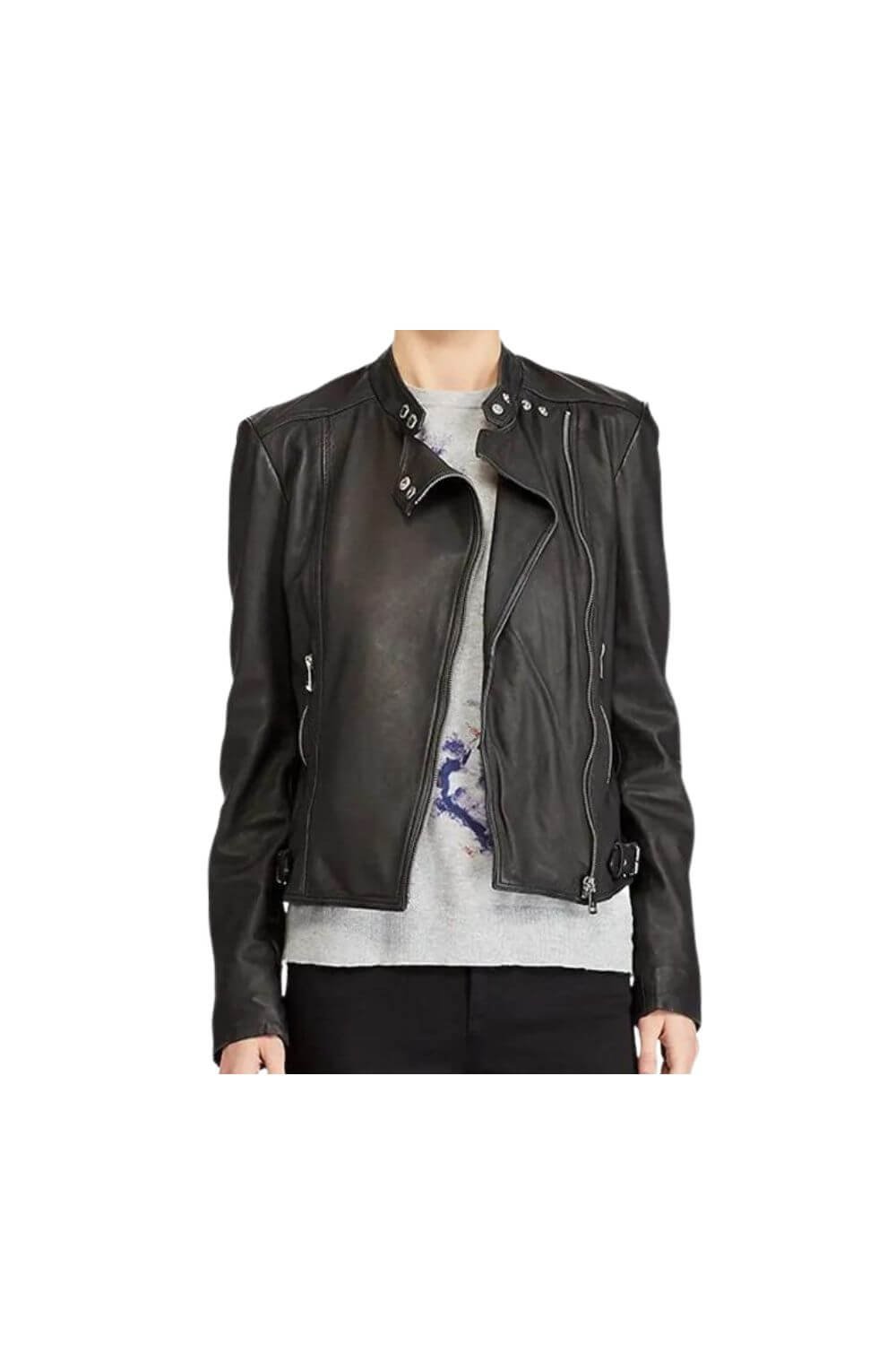Empress Black Leather Biker Jacket
