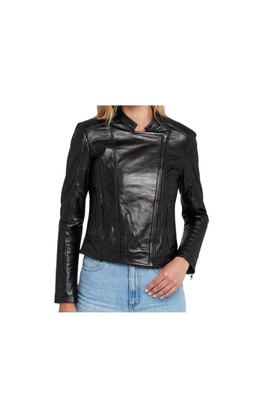 Arcane Black Leather Biker Jacket