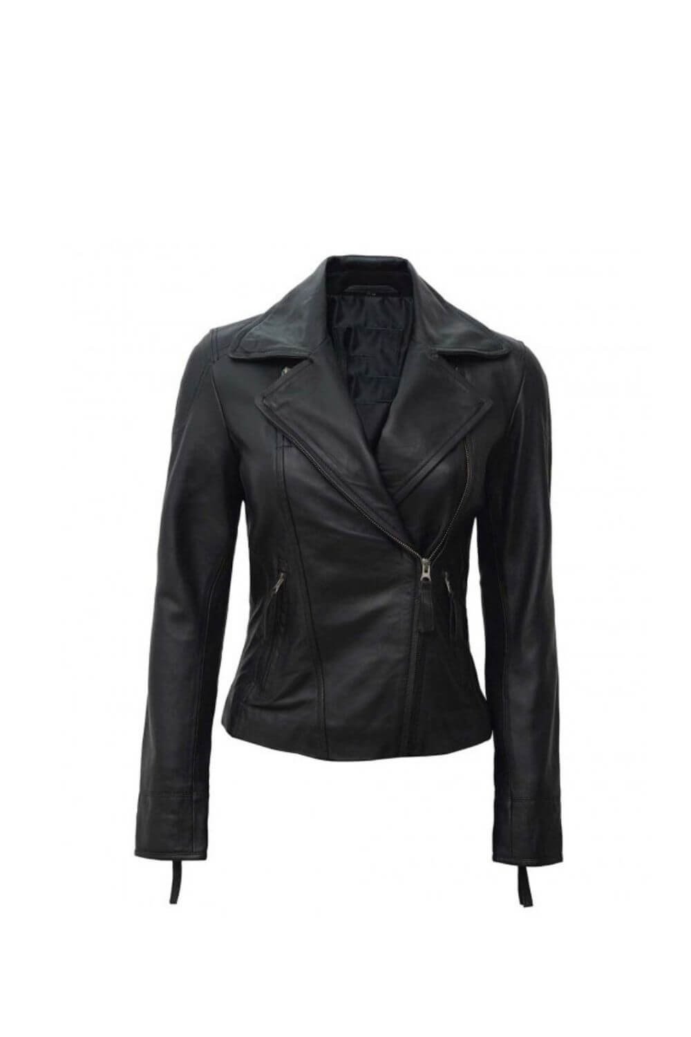 Grace Black Leather Biker Jacket