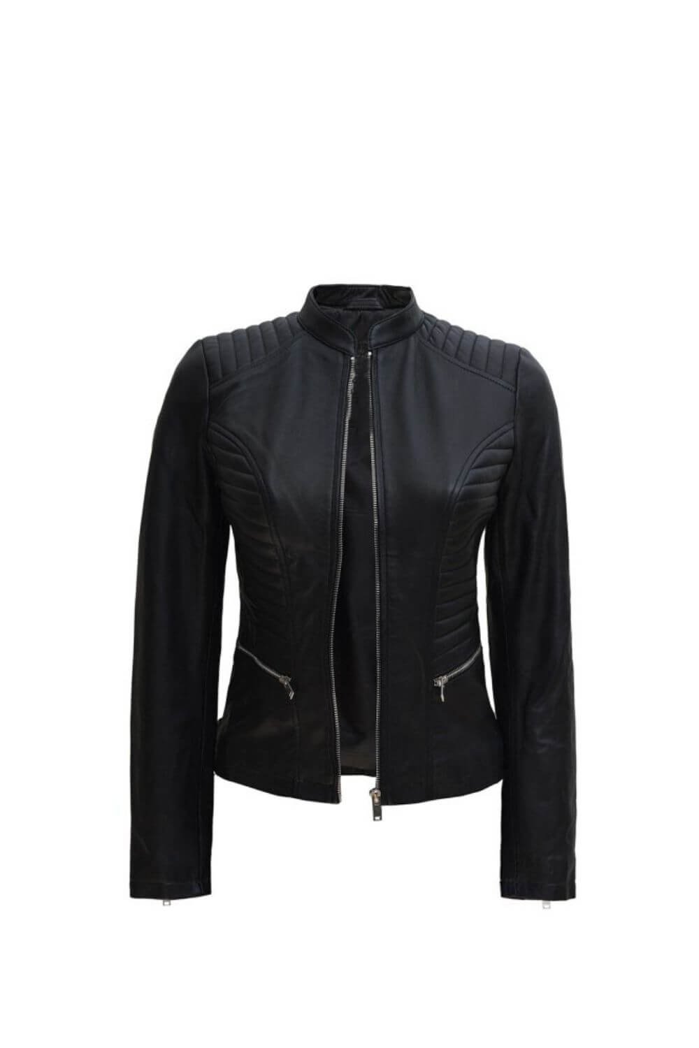 Sophia Black Leather Biker Jacket