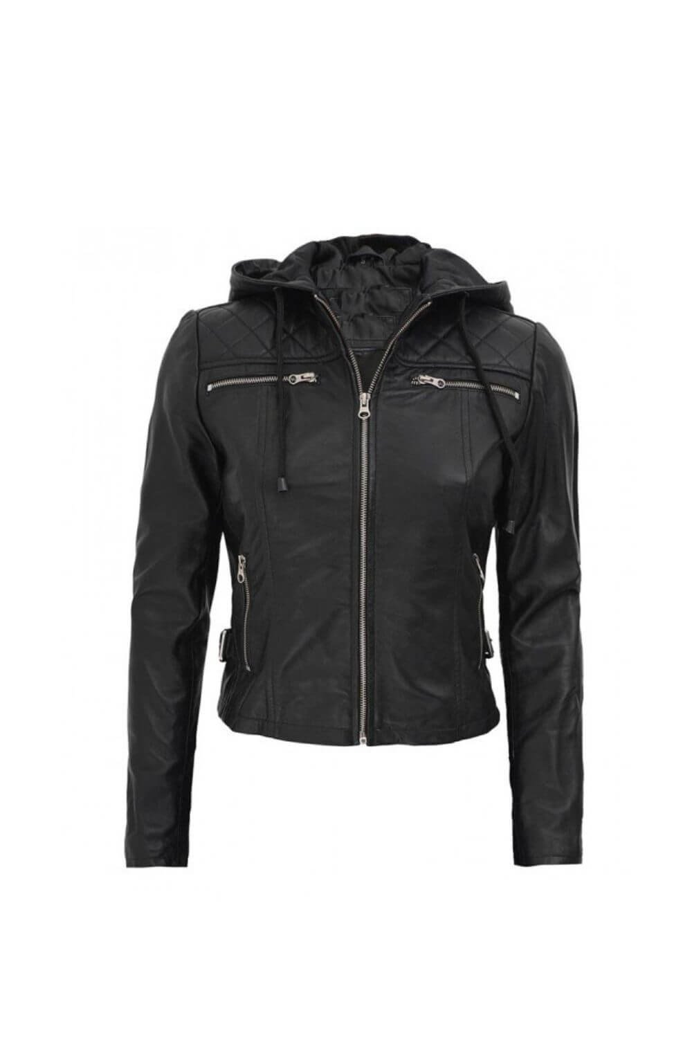 Aria Black Leather Biker Jacket