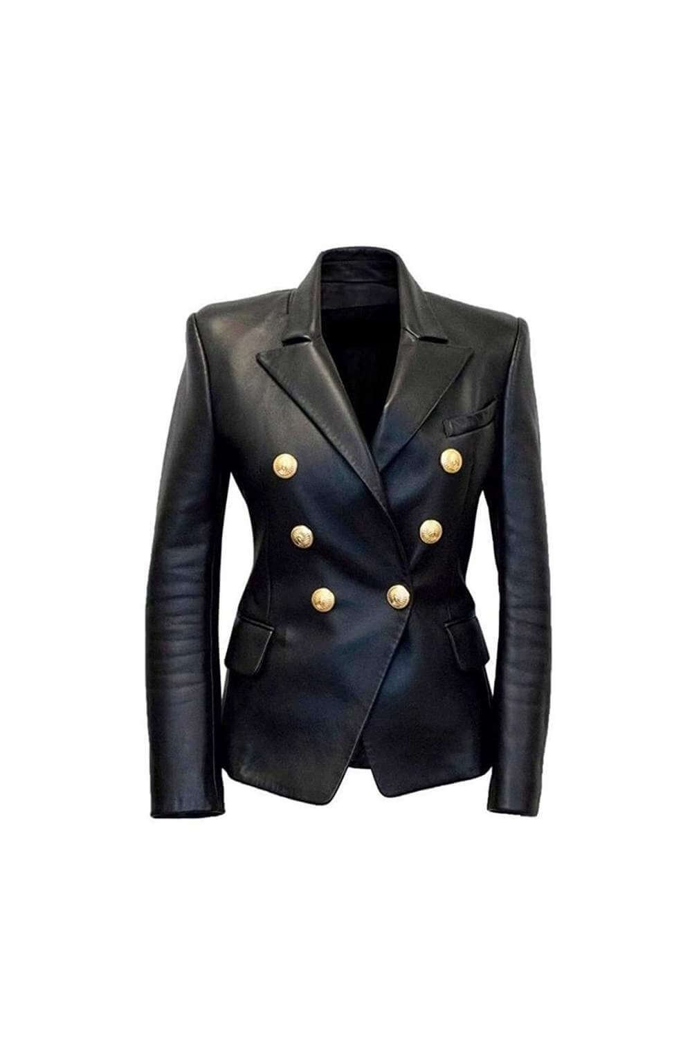 Custom Leather Jackets Kim Kardashian Black Blazer Leather Jacket For Women