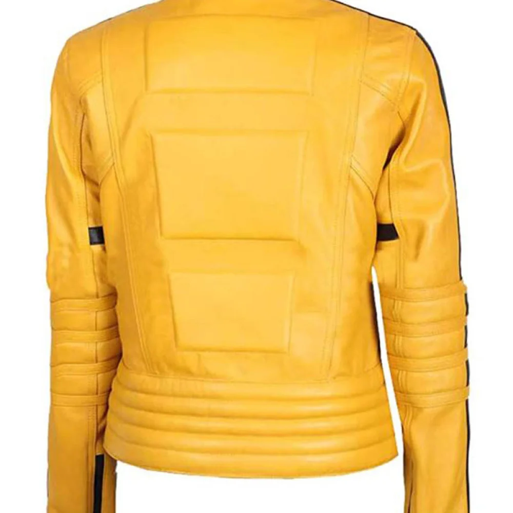 Kill Bill Biker Jacket Uma Tharman Kill Bill Yellow Biker Leather Jacket - Image 2