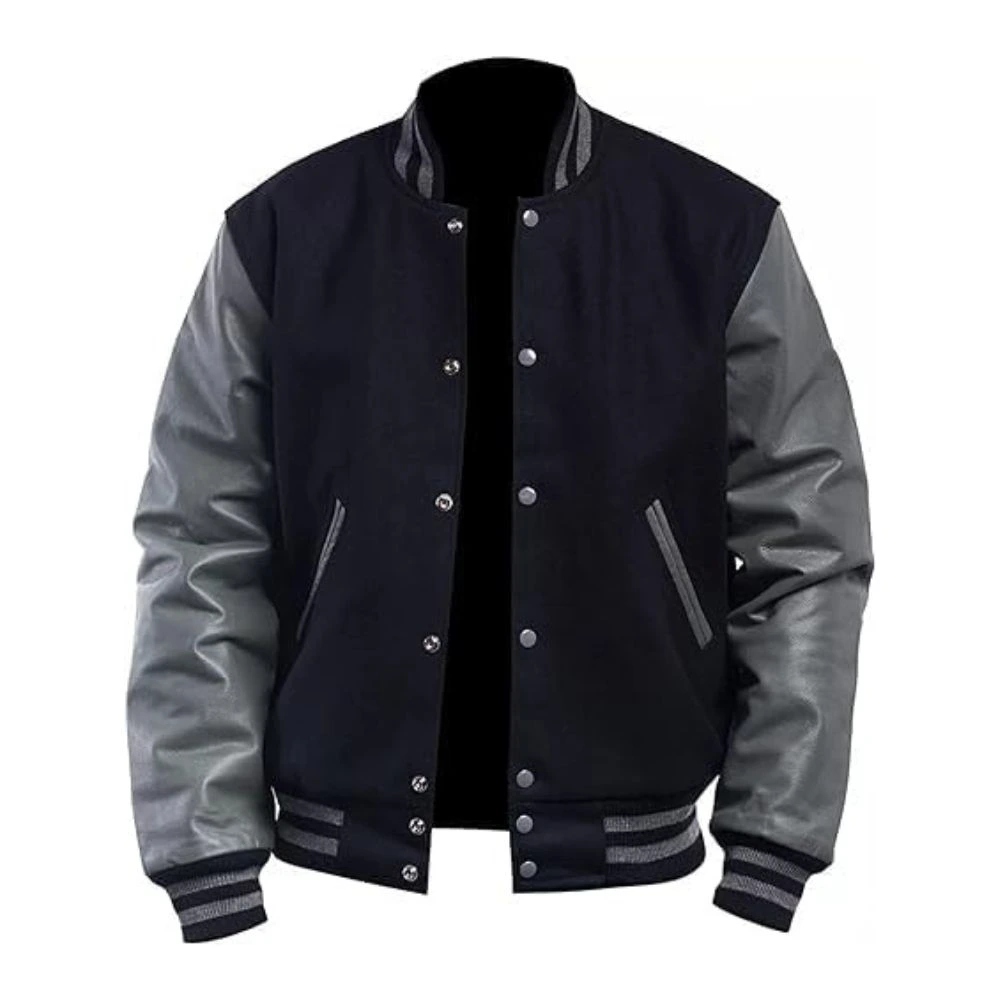 Men's Varsity Jackets Grey and Black Varsity Jacket