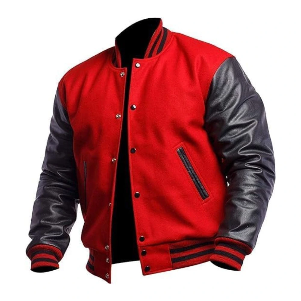 Men's Varsity Jackets Scarlet Black Red Varsity Jacket
