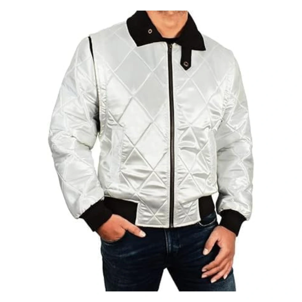 Ryan Gosling Scorpion Jacket Front Drive Ryan Gosling White Scorpion Bomber Jacket - Image 2